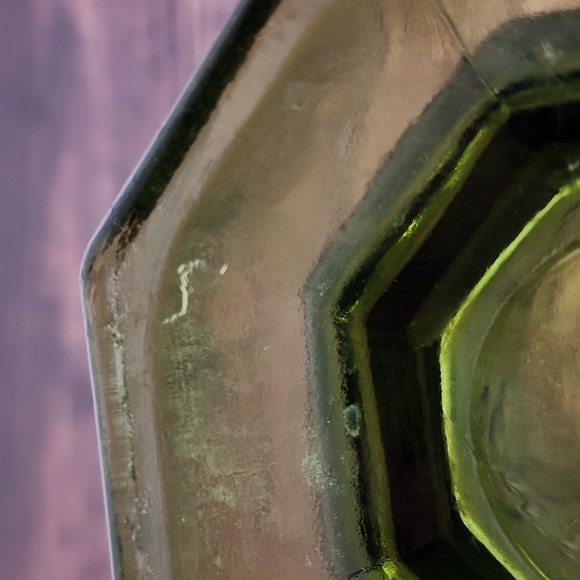 Vintage Anchor Hocking Avocado Green Footed Grape Glass vase - Picture 6 of 16